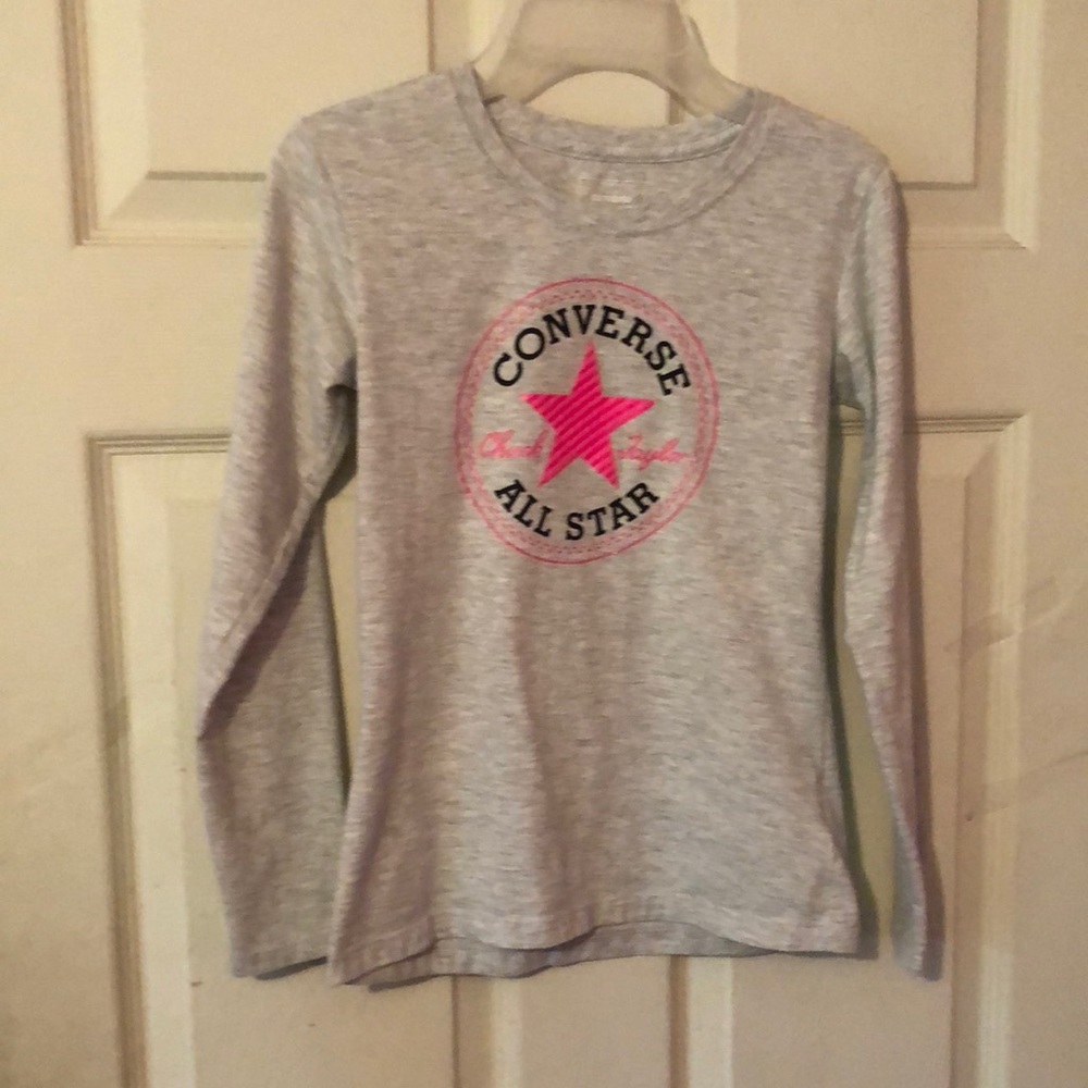 Converse All Star Gray Long Sleeve T-Shirt Girls Medium M 10-12 Years